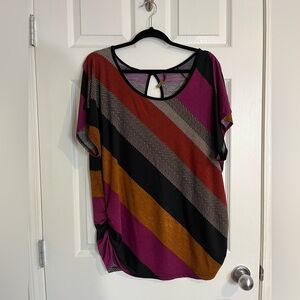 Striped Multicolor Short Sleeve Top